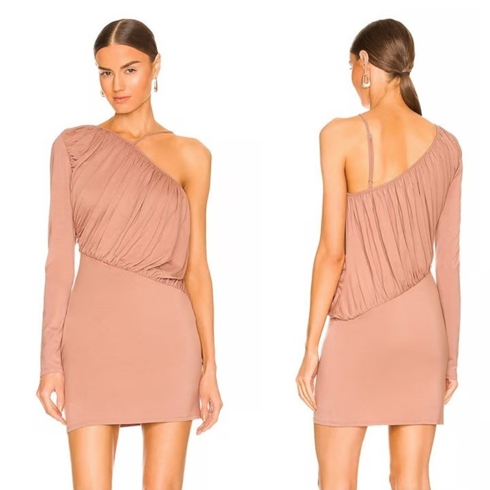 NBD Jolene Mini Cocktail Dress in Mauve - Nude Brown